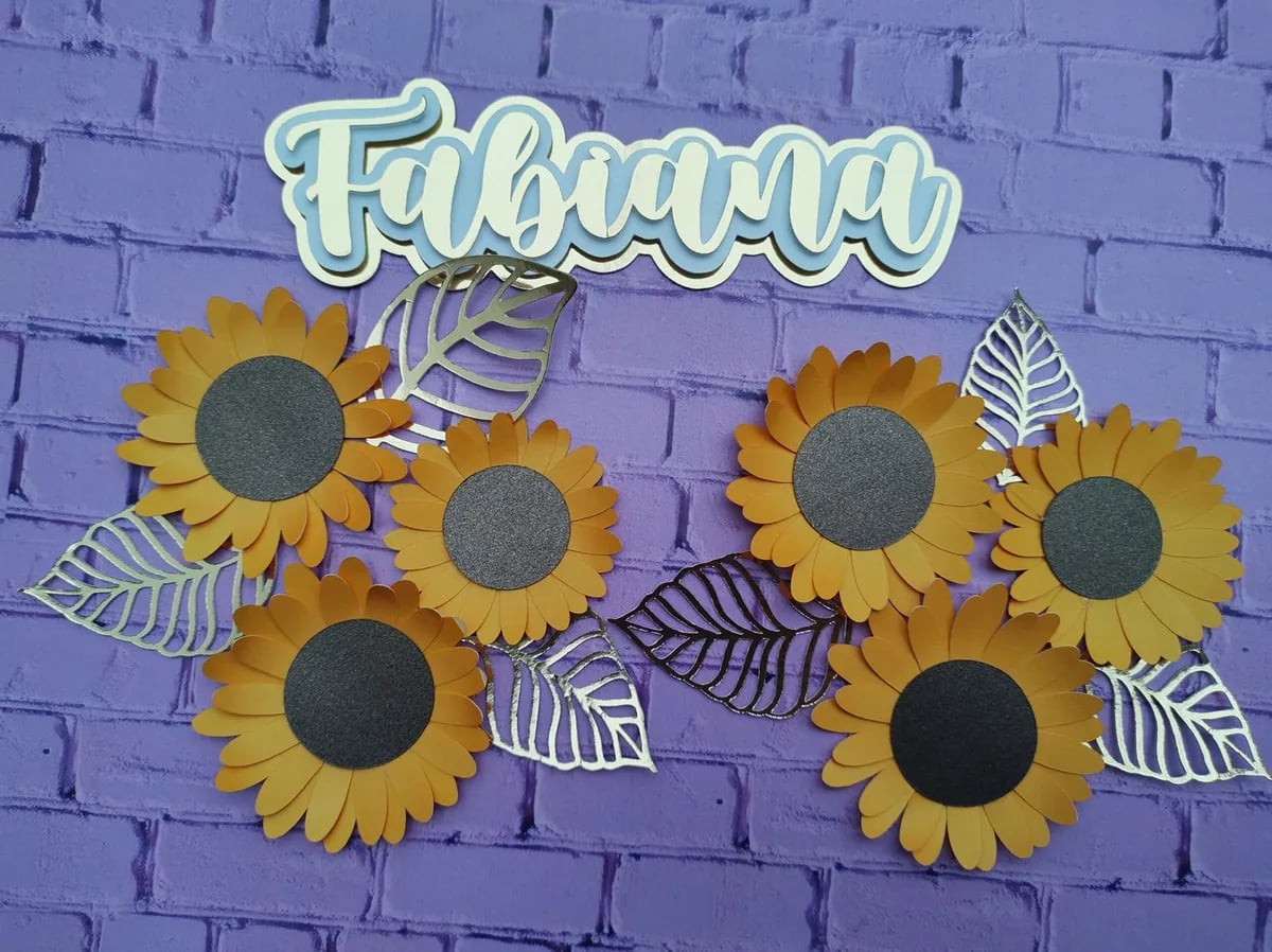 Topper Cake - Nombre + Girasoles