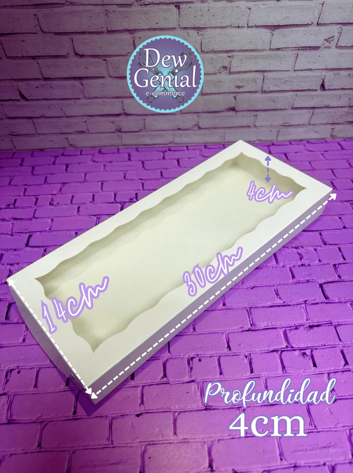 Caja Rectangular Fresas y Donnas Medida 14cm X 30cm