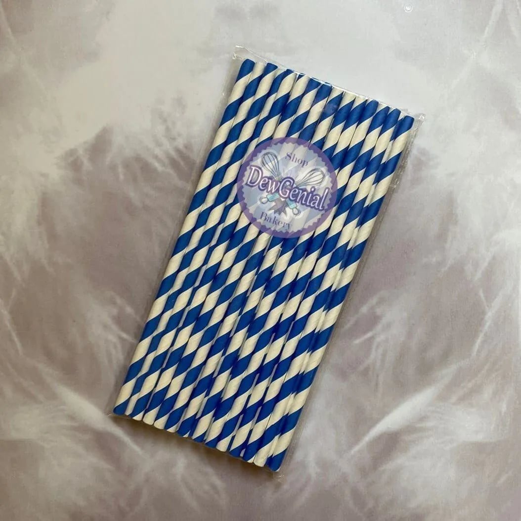 Pitillos de Papel para Cakepops Blancos con Espiral Azul