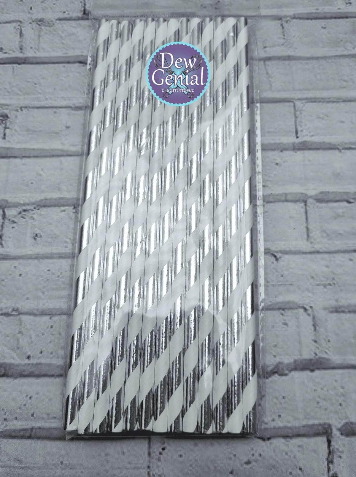 Pitillos de papel para Cakepops Blancos con Espiral en Plateado