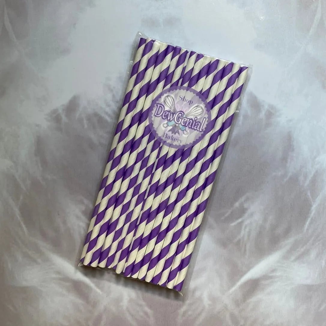 Pitillos de Papel para Cakepops Blancos con Espiral Morado