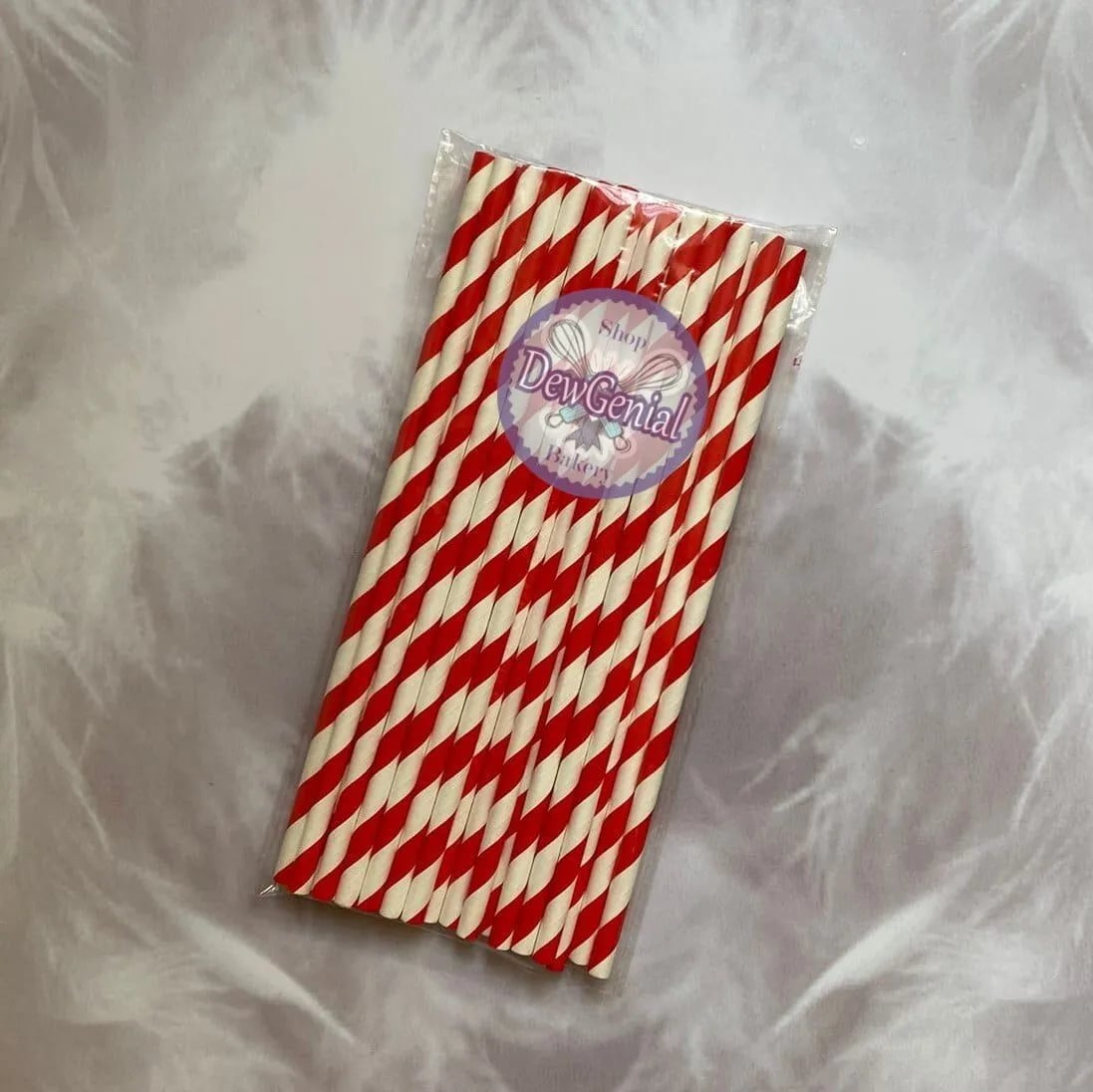 Pitillos de Papel para Cakepops Blancos con Espiral Rojo