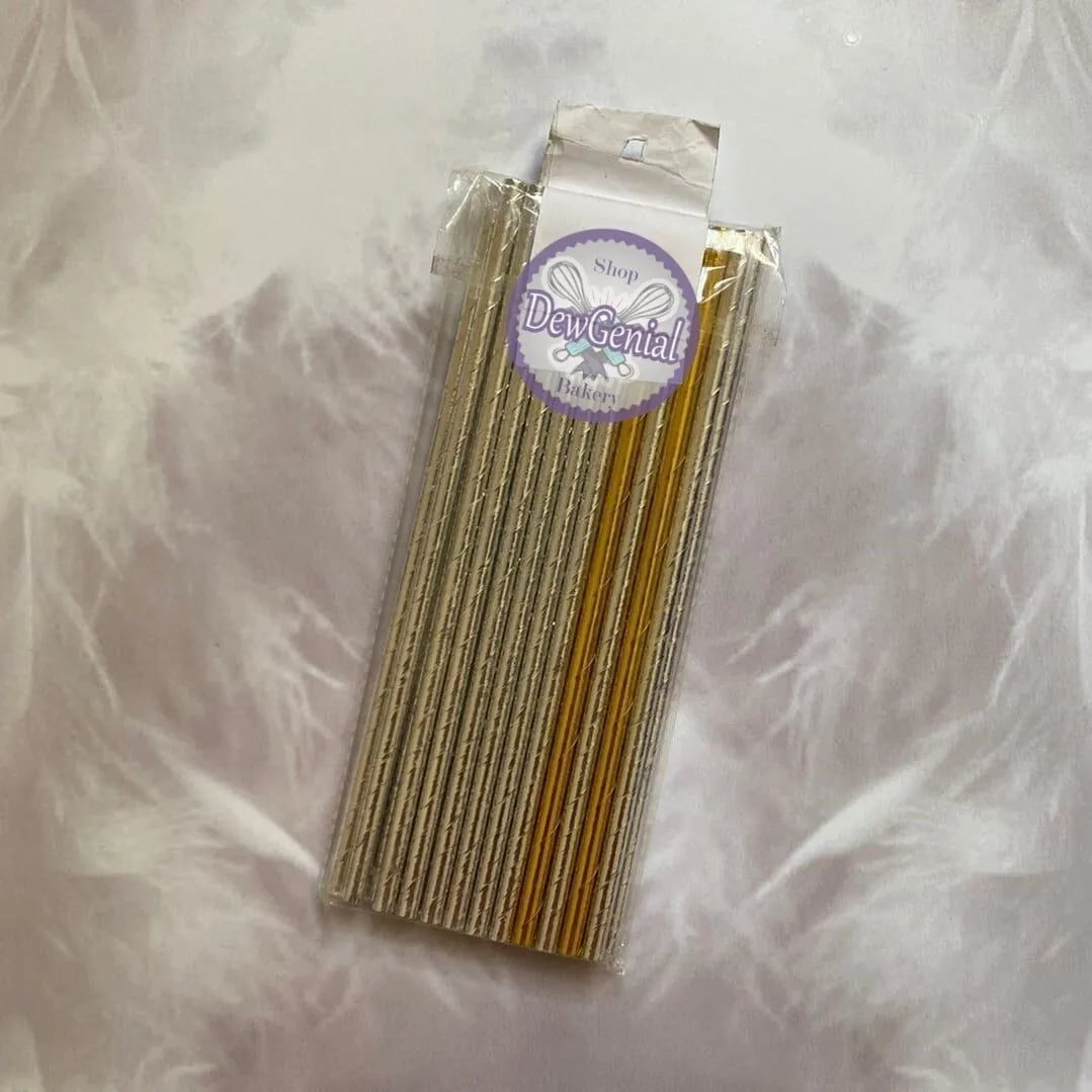 Pitillos de papel para Cakepops Surtidos Dorados y Plateados